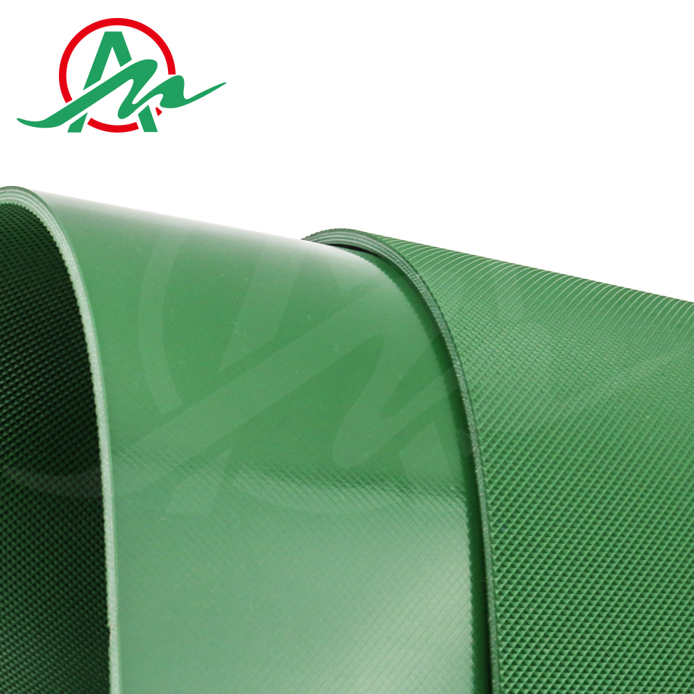 Diamond pattern PVC conveyor belt with gloss bottom