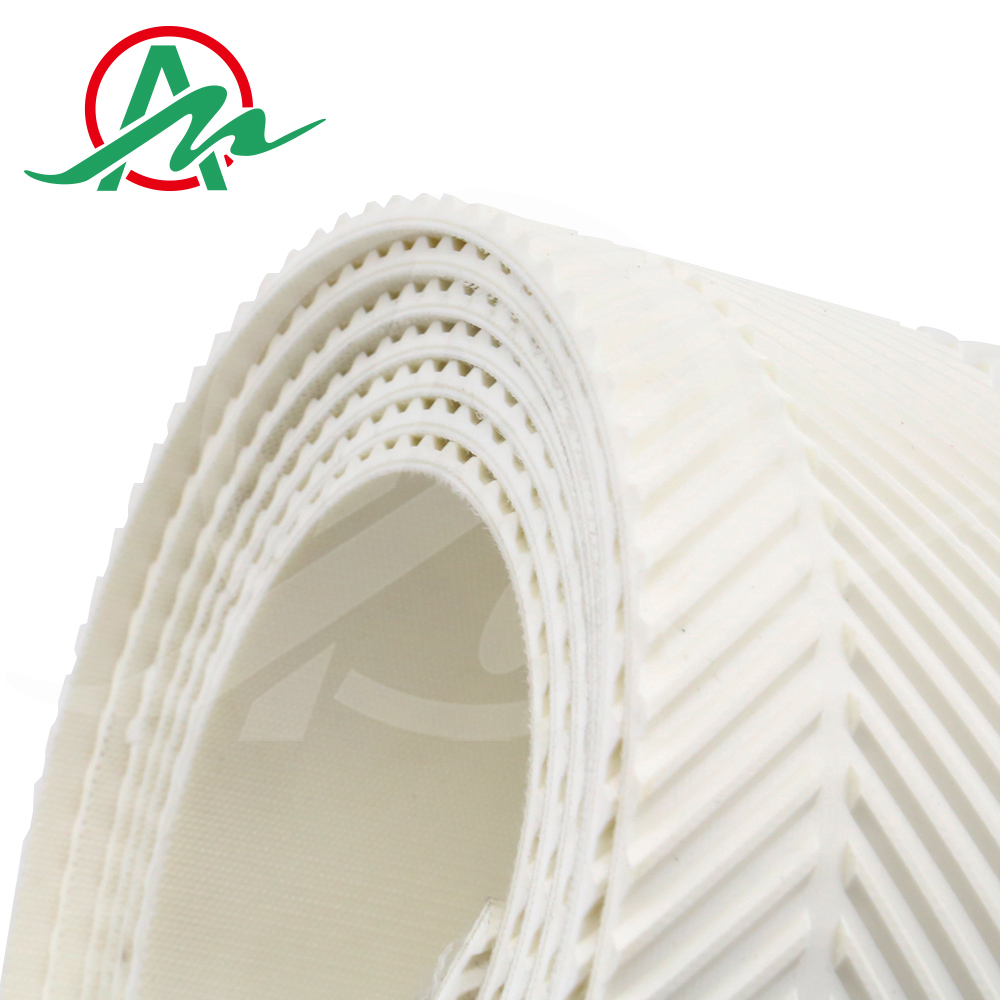 White herringbone PVC conveyor belt
