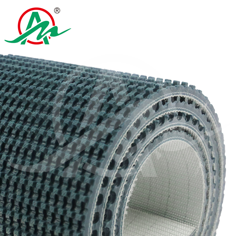 Dark green PVC conveyor belt with rough top