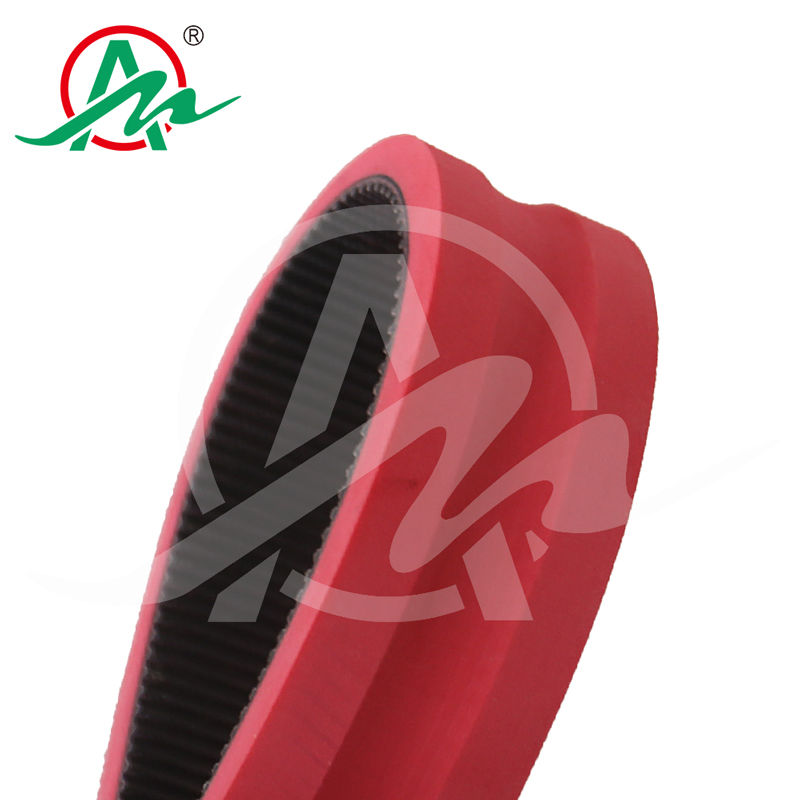 佛山艾麦工业皮带有限公司,橡胶同步带,红一体硫化开槽特殊橡胶同步带